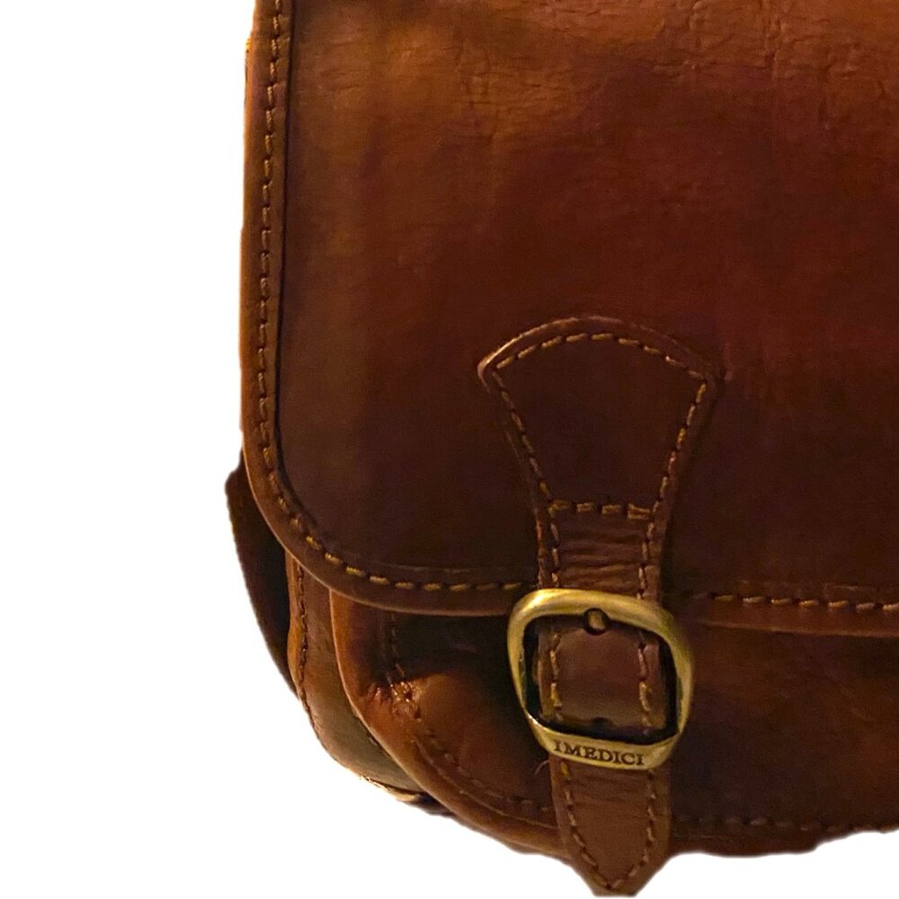 IMEDICI Italian Brown Leather Crossbody Messenger Bag Small Hobo Shoulder Bag EC - Picture 7 of 16